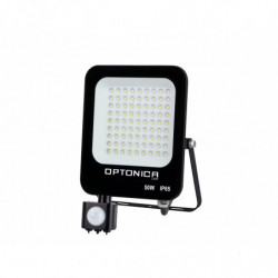 PROJECTEUR LED SMD NOIR 50W 4500LM AC220-240V 90° IP65 4500K + CAPTEUR
